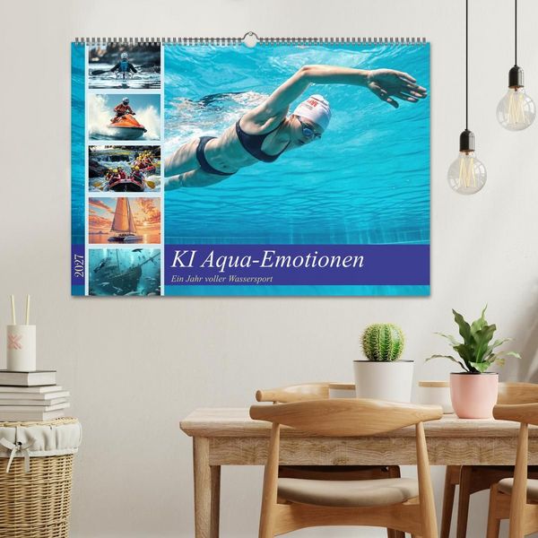 Produktbild: KI Aqua-Emotionen - Ein Jahr voller Wassersport (Wandkalender 2027 DIN A2 quer), CALVENDO Monatskalender