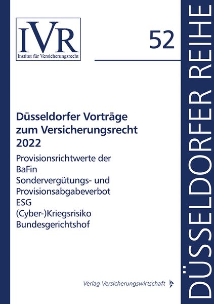 Produktbild: D&uuml;sseldorfer Vortr&auml;ge zum Versicherungsrecht 2022