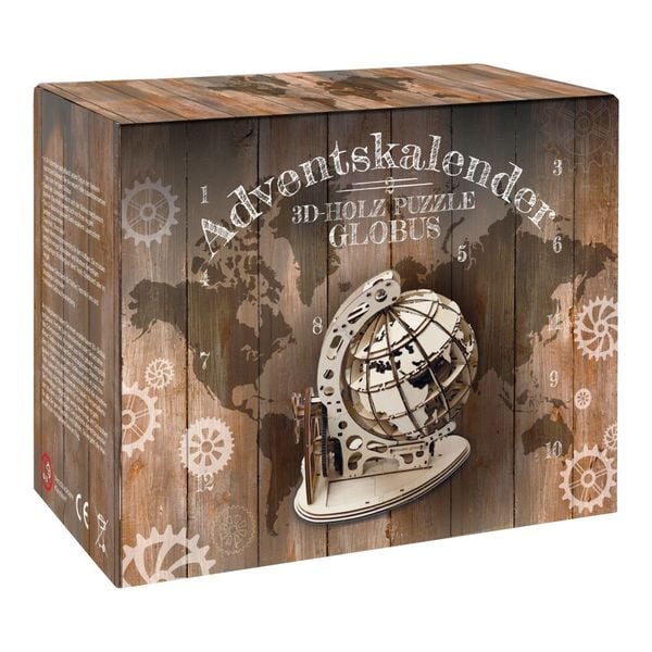 Adventskalender Holzpuzzle Globus