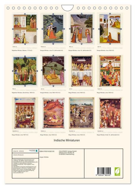 Produktbild: Indische Miniaturen (Wandkalender 2026 DIN A4 hoch), CALVENDO Monatskalender