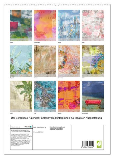 Produktbild: Der Scrapbook-Kalender:Fantasievolle Hintergr&uuml;nde zur kreativen Ausgestaltung (hochwertiger Premium Wandkalender 2026 DIN A2 hoch), Kunstdruck in Hochglanz