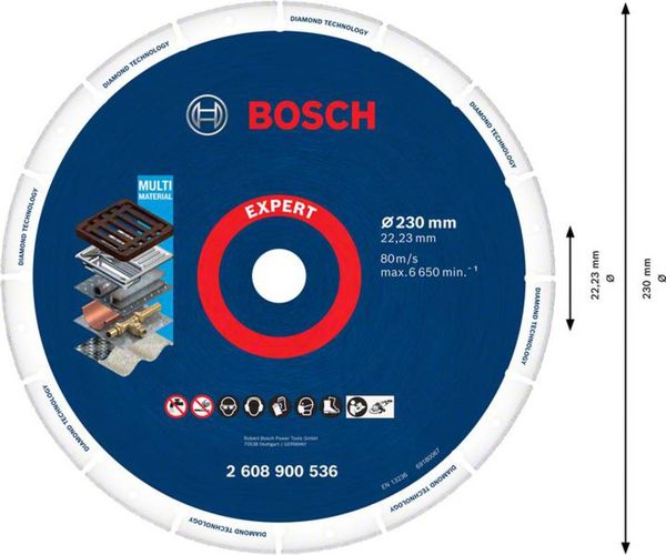 Produktbild: Bosch Accessories 2608900536 M14 Diamanttrennscheibe Durchmesser 230 mm Bohrungs-&Oslash; 22.23 mm 1 St.