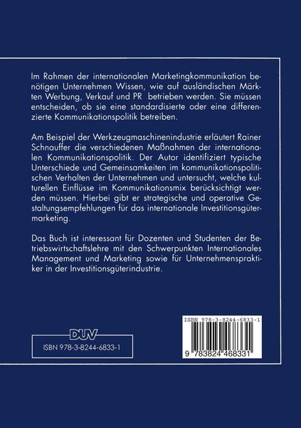 Produktbild: Internationale Kommunikationspolitik f&uuml;r Investitionsg&uuml;ter