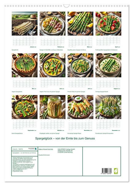 Produktbild: Spargelgl&uuml;ck &ndash; von der Ernte bis zum Genuss (Wandkalender 2026 DIN A2 hoch), CALVENDO Monatskalender