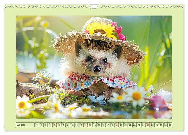Produktbild: Zauberhafte Igel-Models. Blumiger Stil in der Natur (Wandkalender 2026 DIN A3 quer), CALVENDO Monatskalender