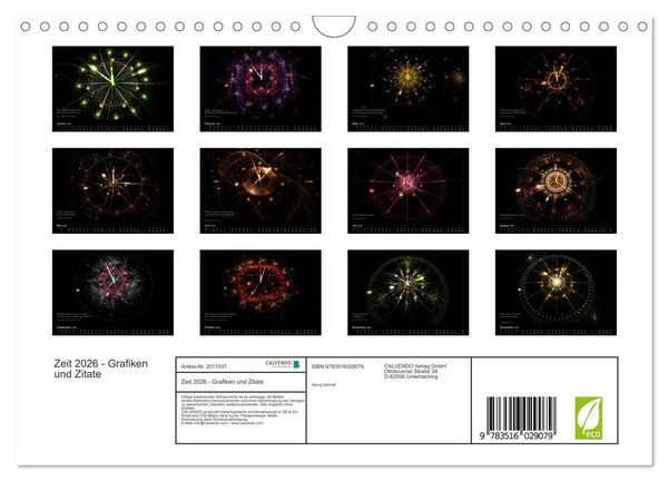 Produktbild: Zeit 2026 - Grafiken und Zitate (Wandkalender 2026 DIN A4 quer), CALVENDO Monatskalender