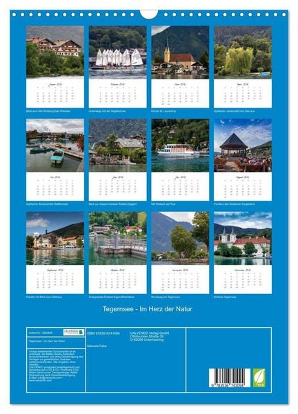 Produktbild: Tegernsee - Im Herz der Natur (Wandkalender 2026 DIN A3 hoch), CALVENDO Monatskalender