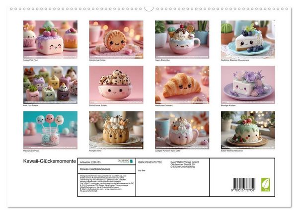Produktbild: Kawaii-Gl&uuml;cksmomente (hochwertiger Premium Wandkalender 2026 DIN A2 quer), Kunstdruck in Hochglanz