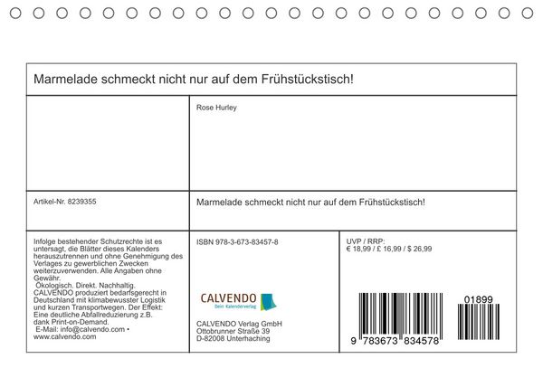 Produktbild: Marmelade schmeckt nicht nur auf dem Fr&uuml;hst&uuml;ckstisch! (Tischkalender 2022 DIN A5 quer)