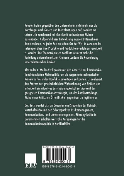 Produktbild: Kommunikationsintendierte Risikopolitik von Unternehmen