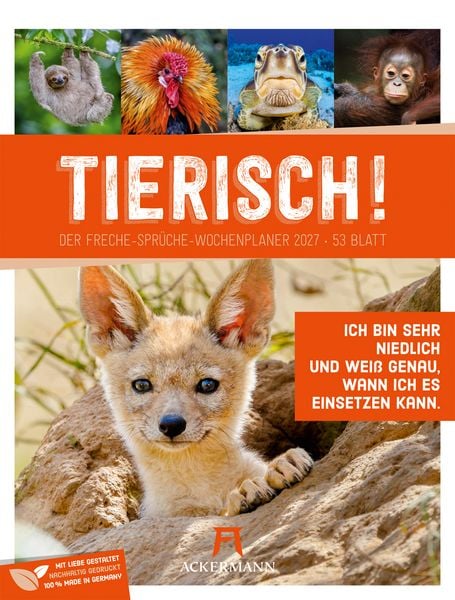 Produktbild: Tierisch Spr&uuml;chekalender Wochenplaner 2027