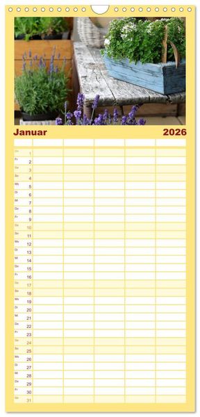 Produktbild: Familienplaner 2026 - Garten-Idylle 2026 mit 5 Spalten (Wandkalender, 21 x 45 cm) CALVENDO