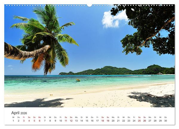 Produktbild: Traumstr&auml;nde der Seychellen (hochwertiger Premium Wandkalender 2026 DIN A2 quer), Kunstdruck in Hochglanz