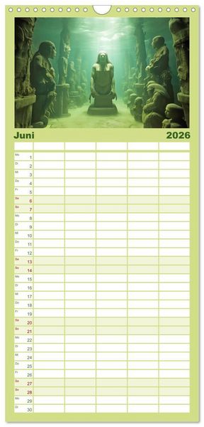 Produktbild: Familienplaner 2026 - Ruinen versunkener Kulturen - Fantasiebilder mit 5 Spalten (Wandkalender, 21 x 45 cm) CALVENDO