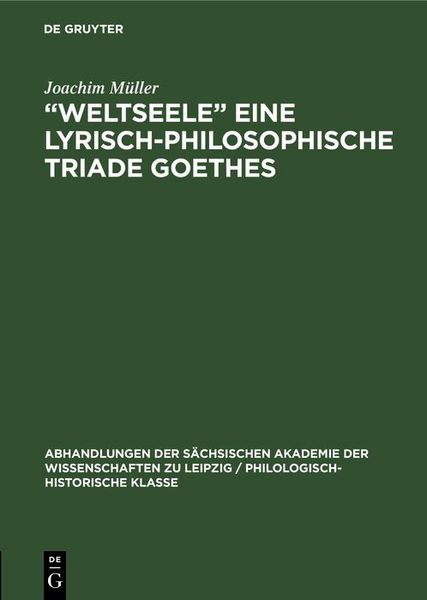 Produktbild: "Weltseele" eine lyrisch-philosophische Triade Goethes