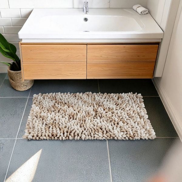 Produktbild: Badteppich Mod. Lerici, weiss-beige, Polyester/Baumwolle, 60x90 cm, rutschhemmend beschichtet,