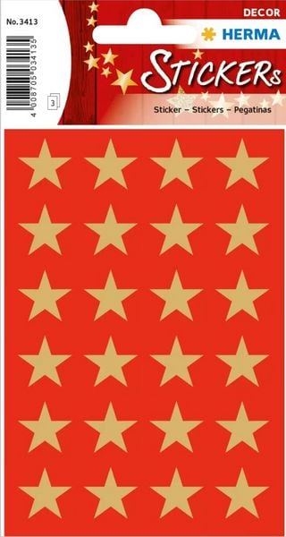 Produktbild: Herma Sticker Sterne Gold 423 St&uuml;ck, Stern Sticker aus Goldpapier f&uuml;r Advent & Weihnachten, verschiedene Gr&ouml;&szlig;en