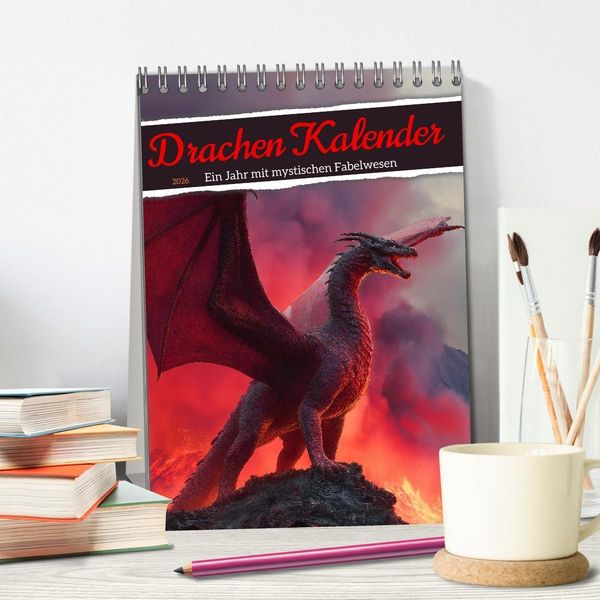 Produktbild: Drachen Kalender - ein Jahr mit mystischen Fabelwesen (Tischkalender 2026 DIN A5 hoch), CALVENDO Monatskalender