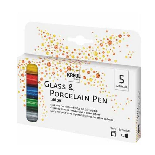 Produktbild: KREUL Glass & Porcelain Pen Glitter medium 5er Set