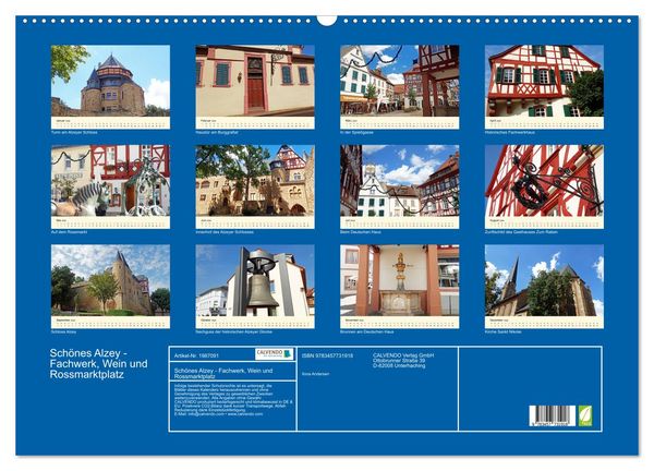 Produktbild: Sch&ouml;nes Alzey - Fachwerk, Wein und Rossmarktplatz (Wandkalender 2026 DIN A2 quer), CALVENDO Monatskalender
