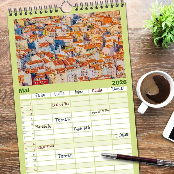 Produktbild: Familienplaner 2026 - Lissabon - Portugals sch&ouml;ne Hauptstadt. mit 5 Spalten (Wandkalender, 21 x 45 cm) CALVENDO