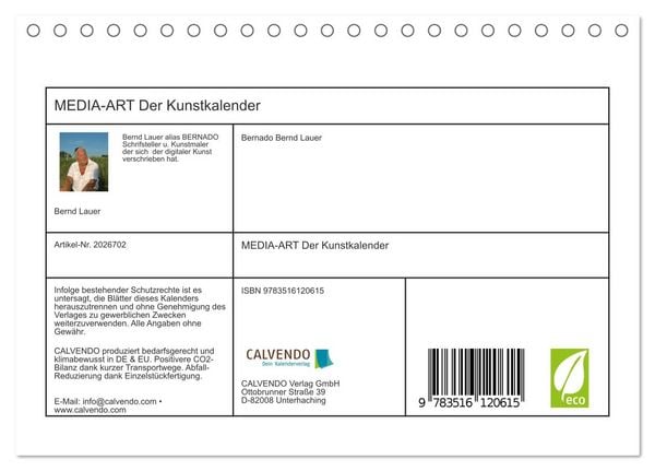 Produktbild: MEDIA-ART Der Kunstkalender (Tischkalender 2026 DIN A5 quer), CALVENDO Monatskalender