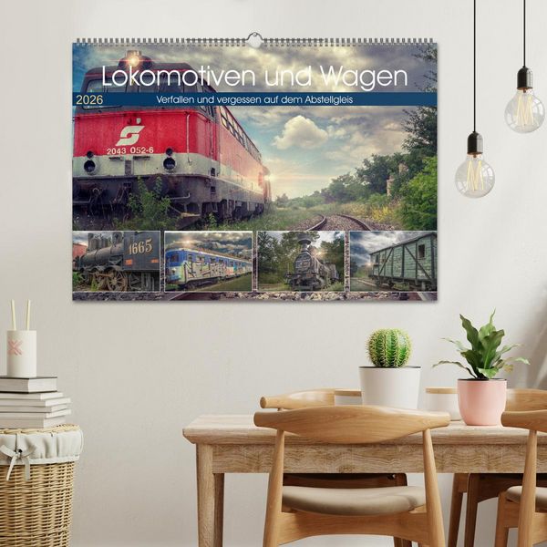 Produktbild: Lokomotiven und Wagen - Verfallen und vergessen auf dem Abstellgleis (Wandkalender 2026 DIN A2 quer), CALVENDO Monatskalender