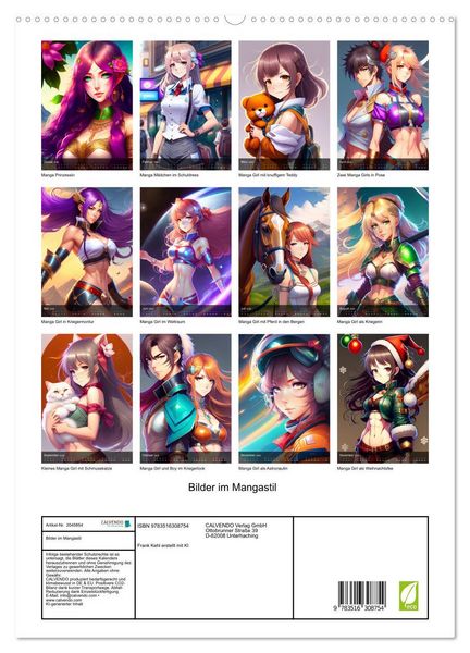 Produktbild: Bilder im Mangastil (hochwertiger Premium Wandkalender 2026 DIN A2 hoch), Kunstdruck in Hochglanz