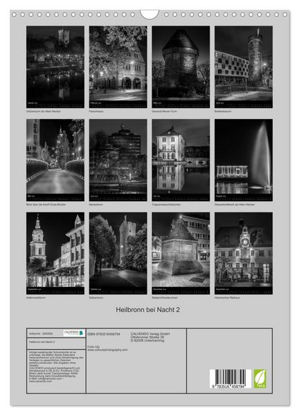 Produktbild: Heilbronn bei Nacht 2 (Wandkalender 2026 DIN A3 hoch), CALVENDO Monatskalender