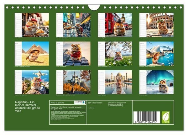 Produktbild: Nagertrip - Ein kleiner Hamster entdeckt die gro&szlig;e Welt (Wandkalender 2026 DIN A4 quer), CALVENDO Monatskalender