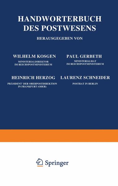 Produktbild: Handw&ouml;rterbuch des Postwesens