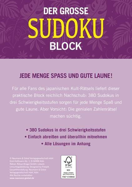 Produktbild: Der gro&szlig;e Sudoku Block Band 9