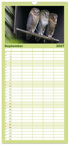 Produktbild: Familienplaner 2027 - Eulen mit 5 Spalten (Wandkalender, 21 x 45 cm) CALVENDO