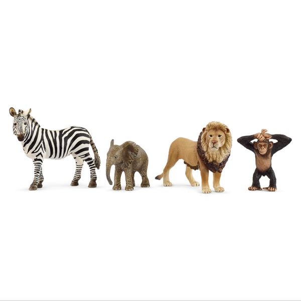 Produktbild: schleich&reg; 42721 Afrika Starter Set, (L&ouml;we/Zebra/Elefant/Schimpanse)