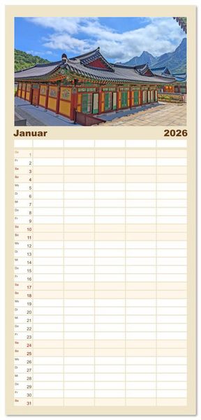 Produktbild: Familienplaner 2026 - Zauberhaftes S&uuml;dkorea Landschaften, St&auml;dte und Kultur mit 5 Spalten (Wandkalender, 21 x 45 cm) CALVENDO