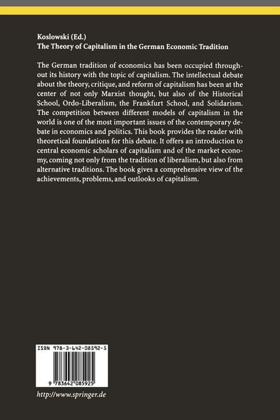 Produktbild: The Theory of Capitalism in the German Economic Tradition