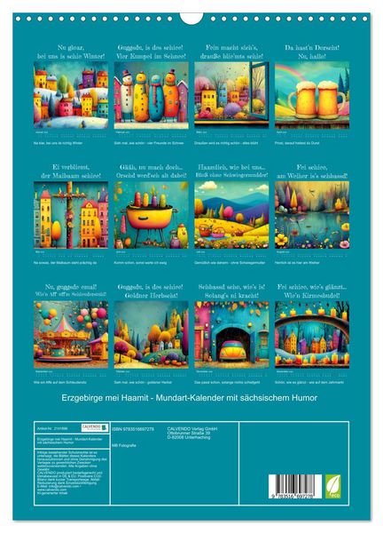 Produktbild: Erzgebirge mei Haamit - Mundart-Kalender mit s&auml;chsischem Humor (Wandkalender 2026 DIN A3 hoch), CALVENDO Monatskalender