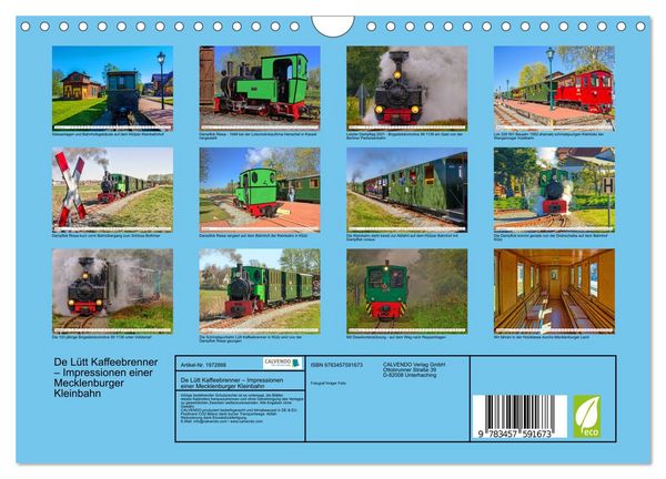 Produktbild: De L&uuml;tt Kaffeebrenner &ndash; Impressionen einer Mecklenburger Kleinbahn (Wandkalender 2026 DIN A4 quer), CALVENDO Monatskalender