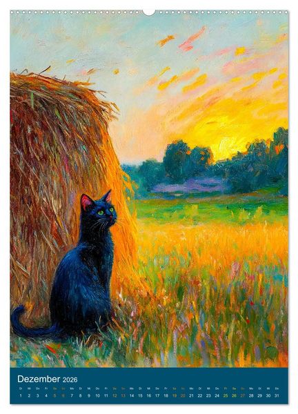 Produktbild: Katzen und Kunst - Samtige Herrscher der impressionistischen G&auml;rten (Wandkalender 2026 DIN A2 hoch), CALVENDO Monatskalender