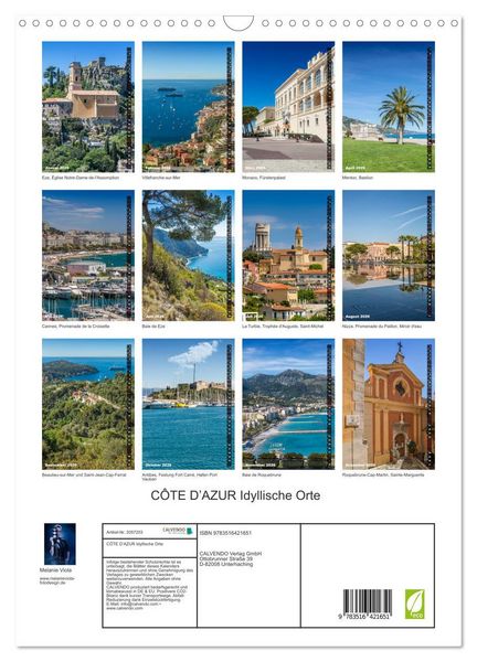 Produktbild: C&Ocirc;TE D&rsquo;AZUR Idyllische Orte (Wandkalender 2026 DIN A3 hoch), CALVENDO Monatskalender