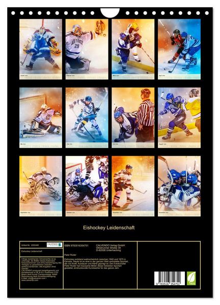 Produktbild: Eishockey Leidenschaft (Wandkalender 2026 DIN A4 hoch), CALVENDO Monatskalender