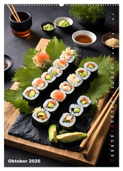 Produktbild: K&ouml;stliches Sushi (hochwertiger Premium Wandkalender 2026 DIN A2 hoch), Kunstdruck in Hochglanz