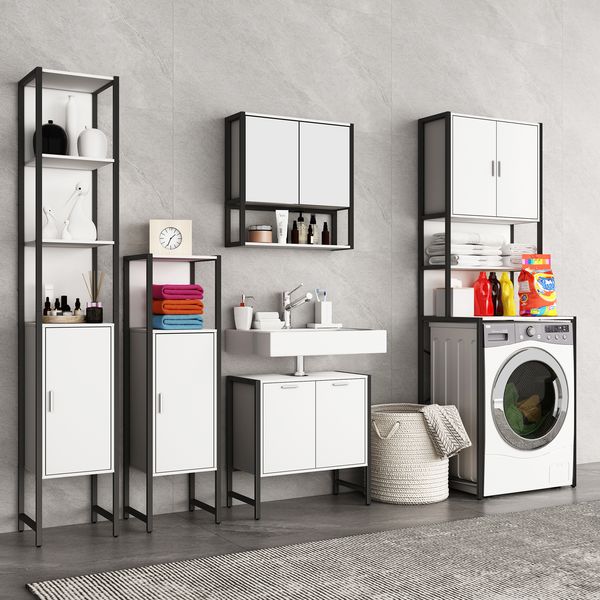 Produktbild: Holz Metall Badm&ouml;bel Midischrank Badschrank Edino