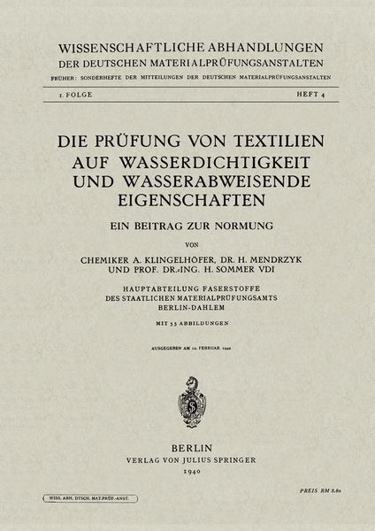 Produktbild: Die Pr&uuml;fung von Textilien auf Wasserdichtigkeit und wasserabweisende Eigenschaften