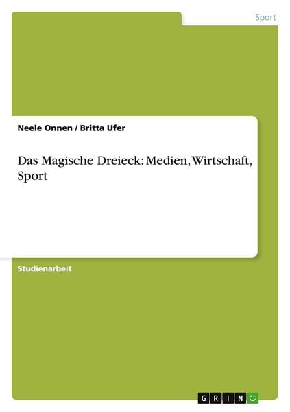 Produktbild: Das Magische Dreieck: Medien, Wirtschaft, Sport