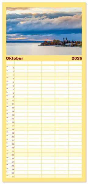 Produktbild: Familienplaner 2026 - Momente am Bodensee mit 5 Spalten (Wandkalender, 21 x 45 cm) CALVENDO