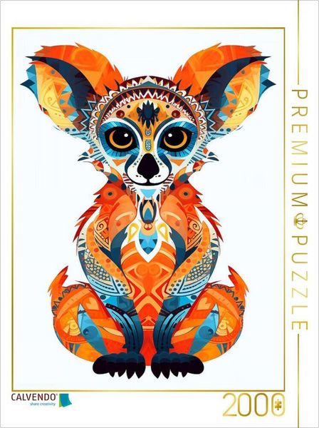 CALVENDO Puzzle Lemur im Tattoo Design | 2000 Teile Lege-Größe 90x67cm Foto-Puzzle für glückliche Stunden