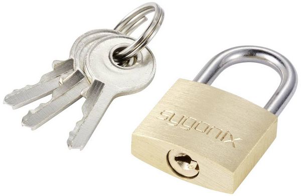 Produktbild: Sygonix SY-5045280 Vorh&auml;ngeschloss 19.7 mm teilweise gleichschlie&szlig;end Goldgelb Schl&uuml;sselschloss