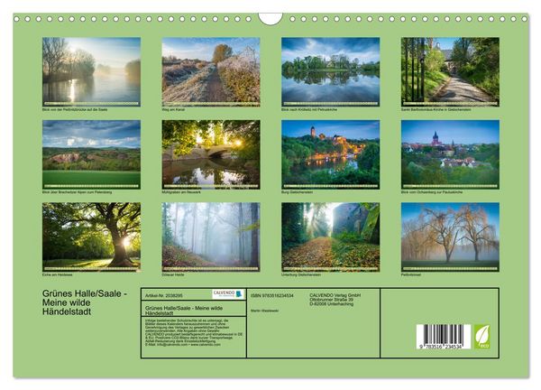 Produktbild: Gr&uuml;nes Halle/Saale - Meine wilde H&auml;ndelstadt (Wandkalender 2026 DIN A3 quer), CALVENDO Monatskalender