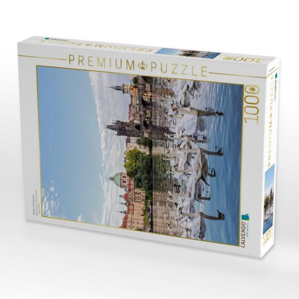 Produktbild: CALVENDO Puzzle Moldau mit Schw&auml;nen | 1000 Teile Lege-Gr&ouml;&szlig;e 64x48cm Foto-Puzzle f&uuml;r gl&uuml;ckliche Stunden